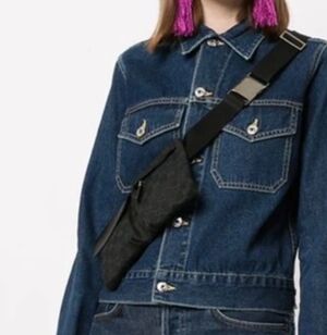 Vintage GUCCI authentic Belt Bag Fanny Pack Black Monogram Canvas Y2K